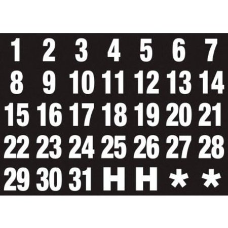 MAGNA VISUAL Magnetic Headings Calendar Dates (1-31), White on Black FH-37